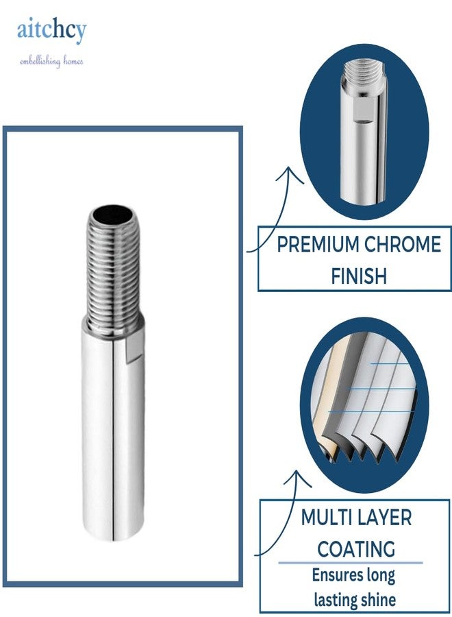 Aitchcy Extension Nipple 4 Inch For Pipe | Full Brass 4Inch Extension Nipple For Pipe Fittings (Chrome Finish) (4inc Pack of 2) - Image 2